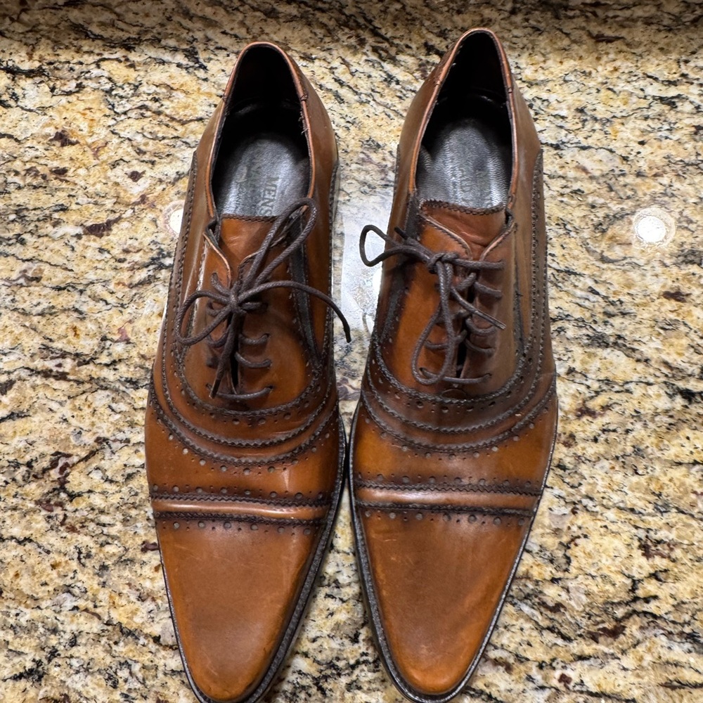 Donald J. Pliner Brown Leather Oxfords - Picture 2 of 8